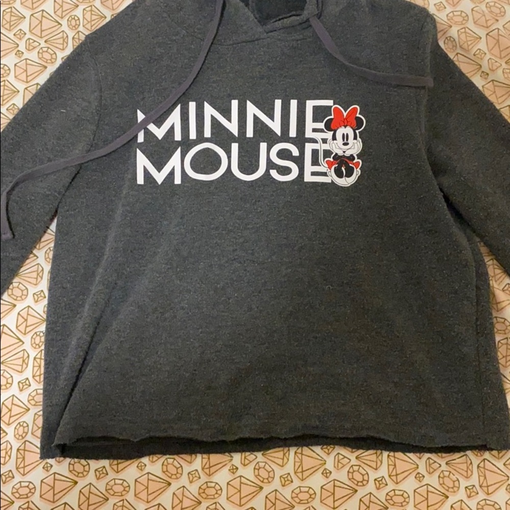 A cropped minnie mouse hoodie.